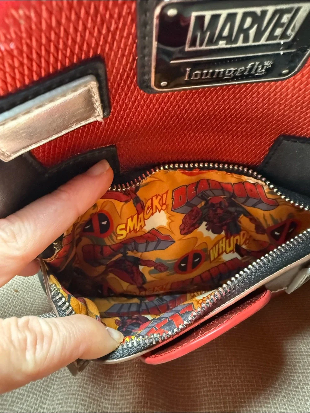 Marvel Loungefly Deadpool-Inspired Red & Black Mini Backpack